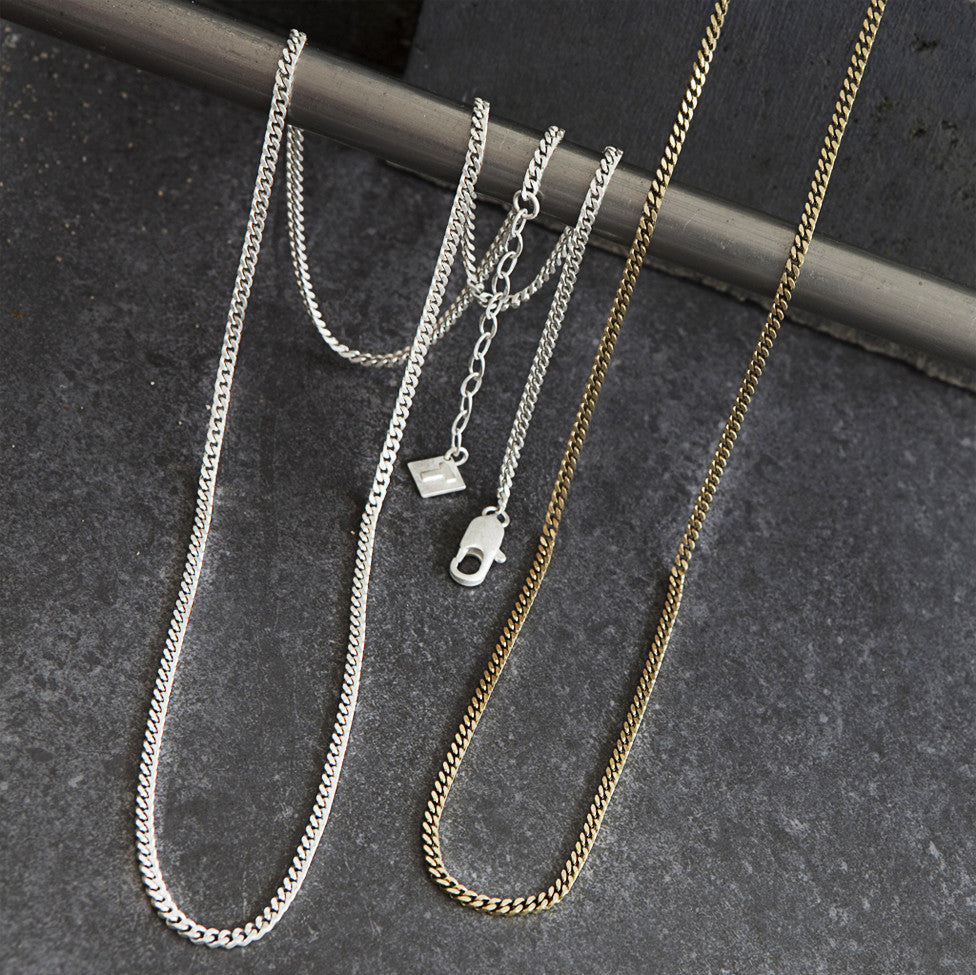 Tutti antique silver finish long plain chain necklace - Ellimonelli