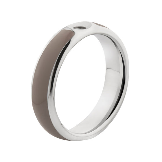 MelanO taupe/stainless steel lined resin ring - Ellimonelli