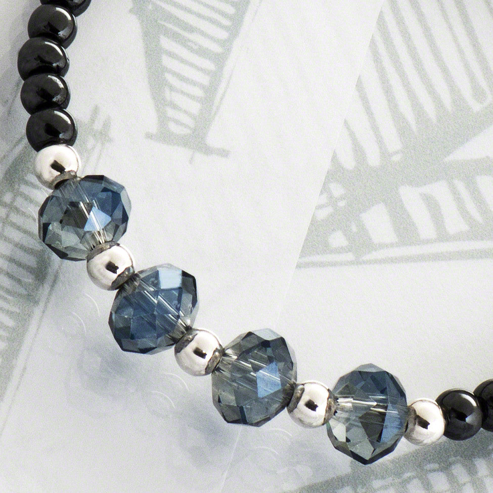 Flora delicate semi-precious hematite/blue crystal bracelet by Elli