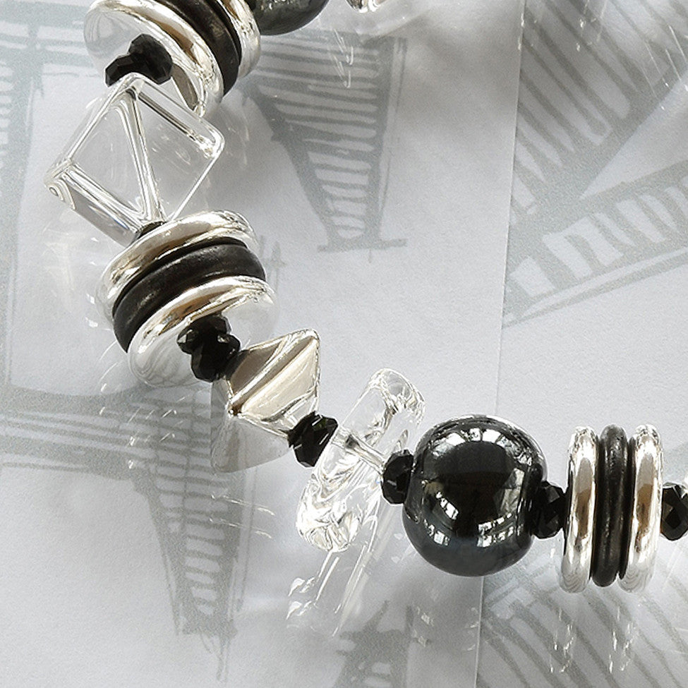 Mimi semi-precious crystal bracelet - black/silver highlights by Elli