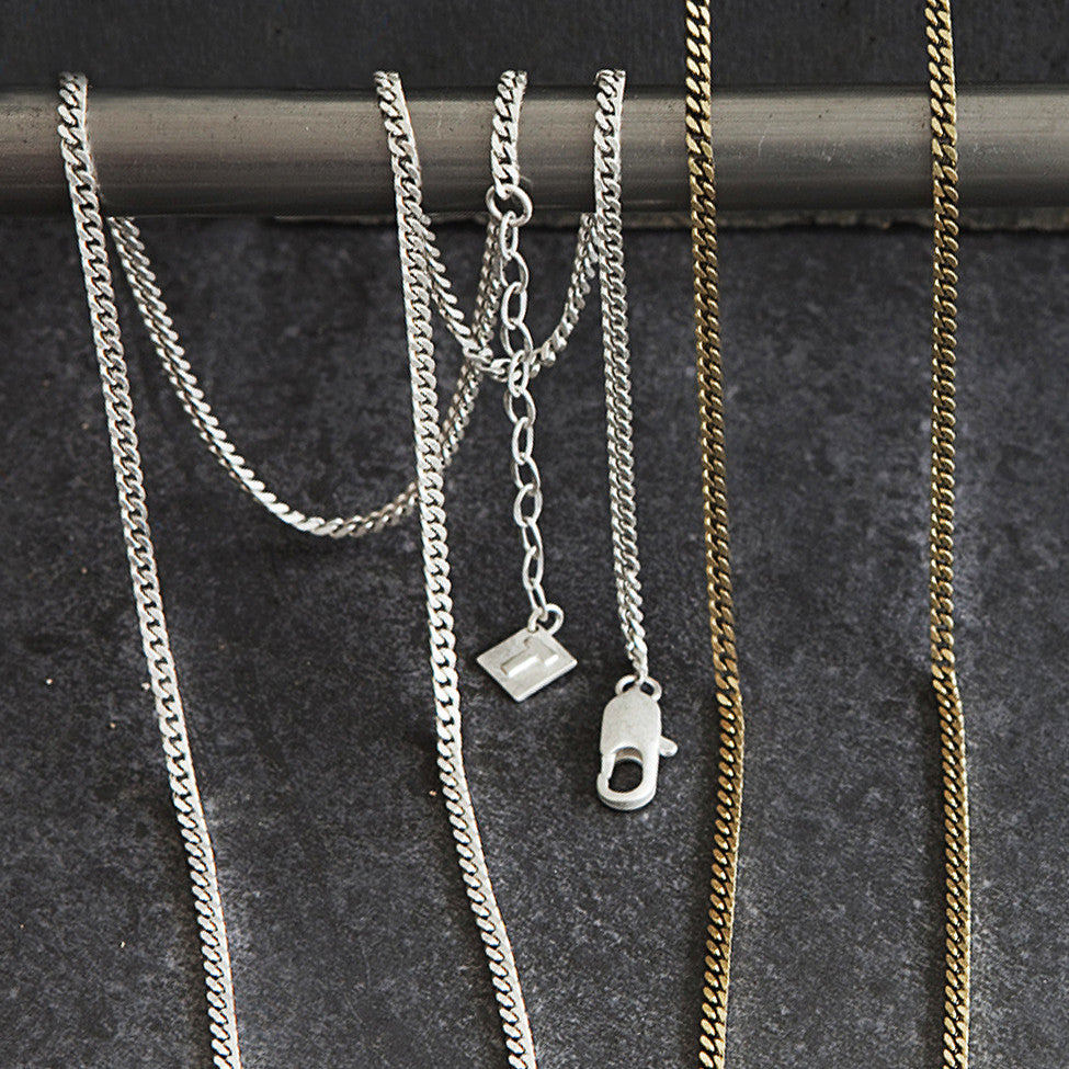 Tutti antique silver finish long simple chain necklace - Ellimonelli